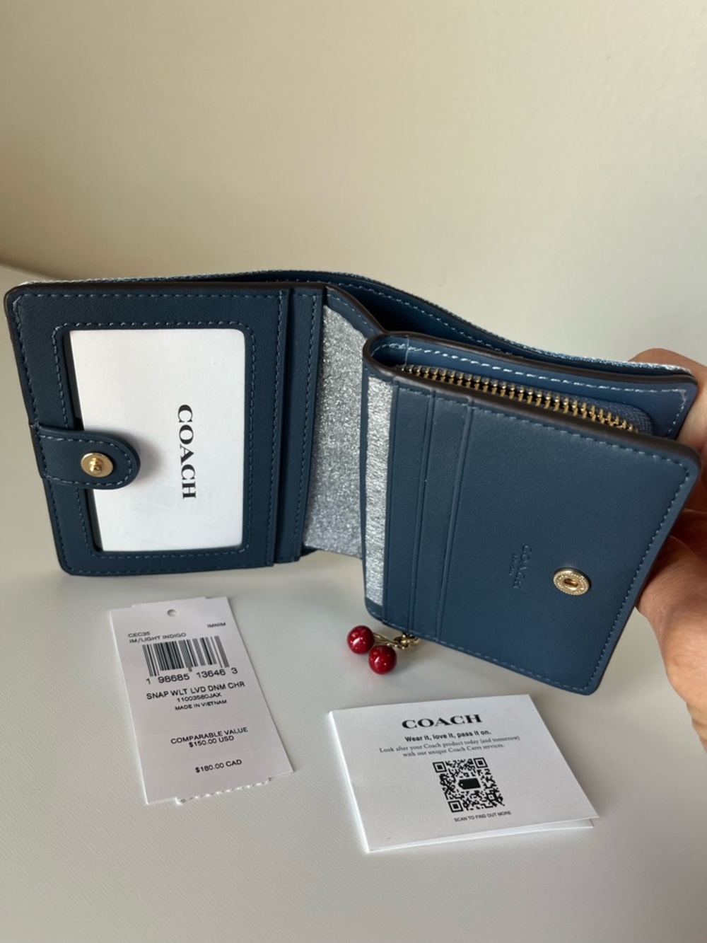 Coach Snap Wallet In Loved Denim With Charm🎈🎈 - Picture 6 of 10